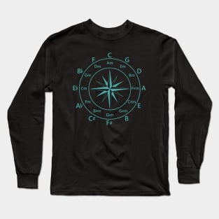 Circle of Fifths Compass Style Teal Blue Long Sleeve T-Shirt